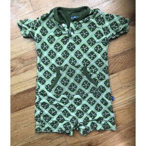 Kickee Pants 3-6M Green Kangaroo Romper